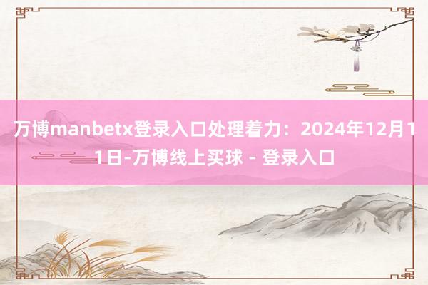 万博manbetx登录入口处理着力：2024年12月11日-万博线上买球 - 登录入口