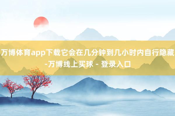 万博体育app下载它会在几分钟到几小时内自行隐藏-万博线上买球 - 登录入口