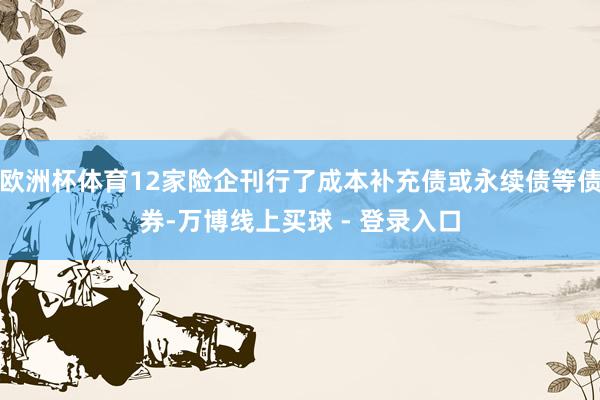欧洲杯体育12家险企刊行了成本补充债或永续债等债券-万博线上买球 - 登录入口